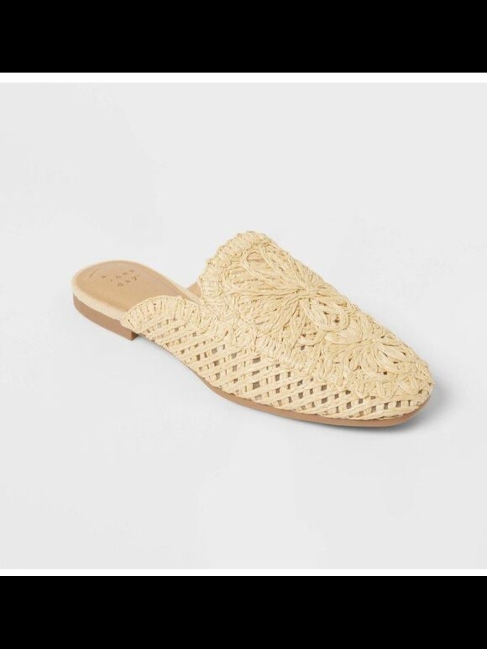 a new day Braided Raffia Slip-On Mule in Natural Beige